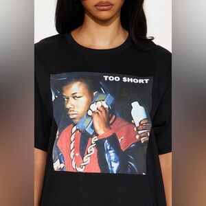 Unisex Cross Colours x Too Short Cell Phone Black Tee Size S/M